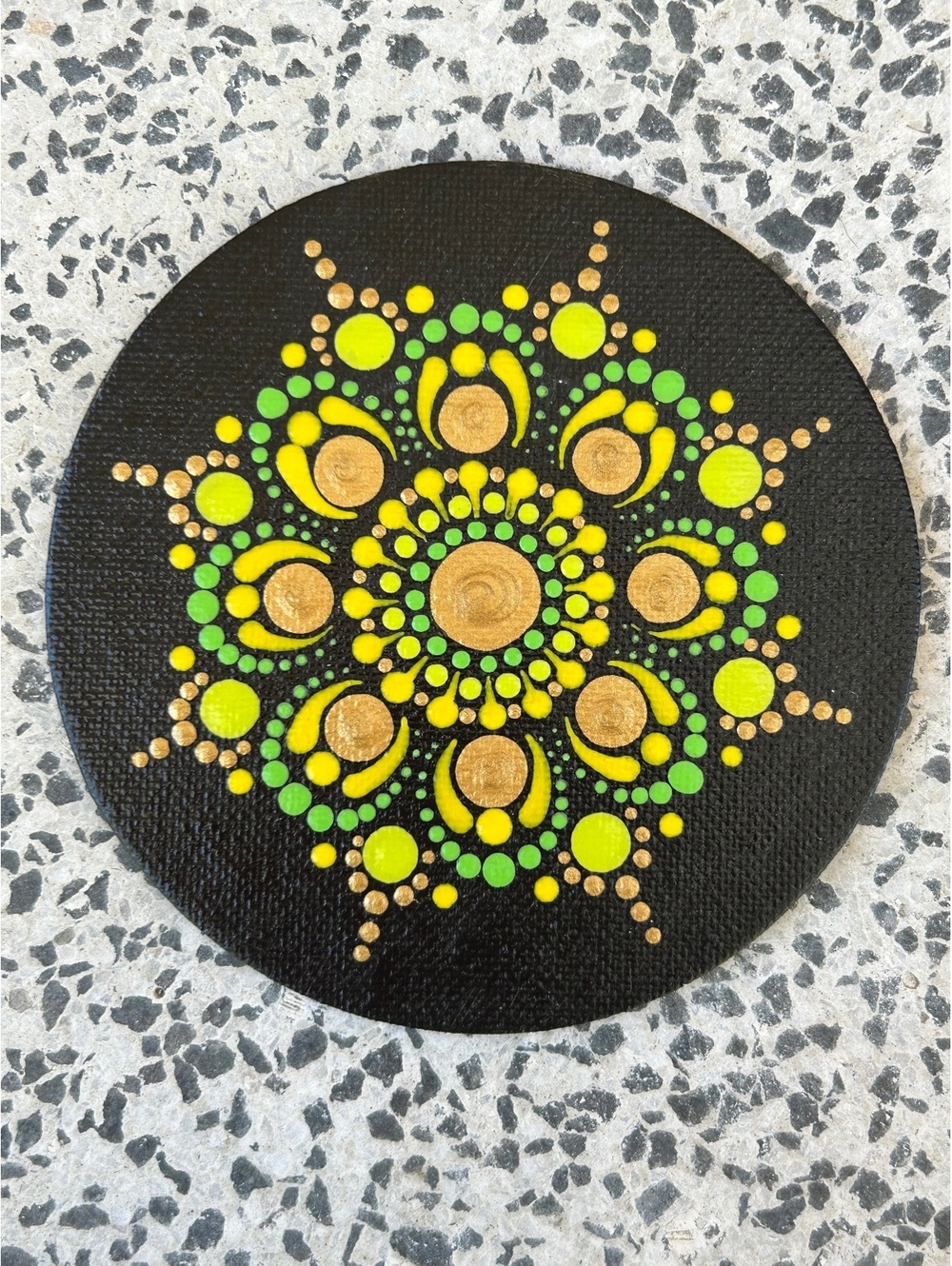 Gold Hand-Painted Mandala | Original Acrylic Art | 4” Magnet | Boho S014